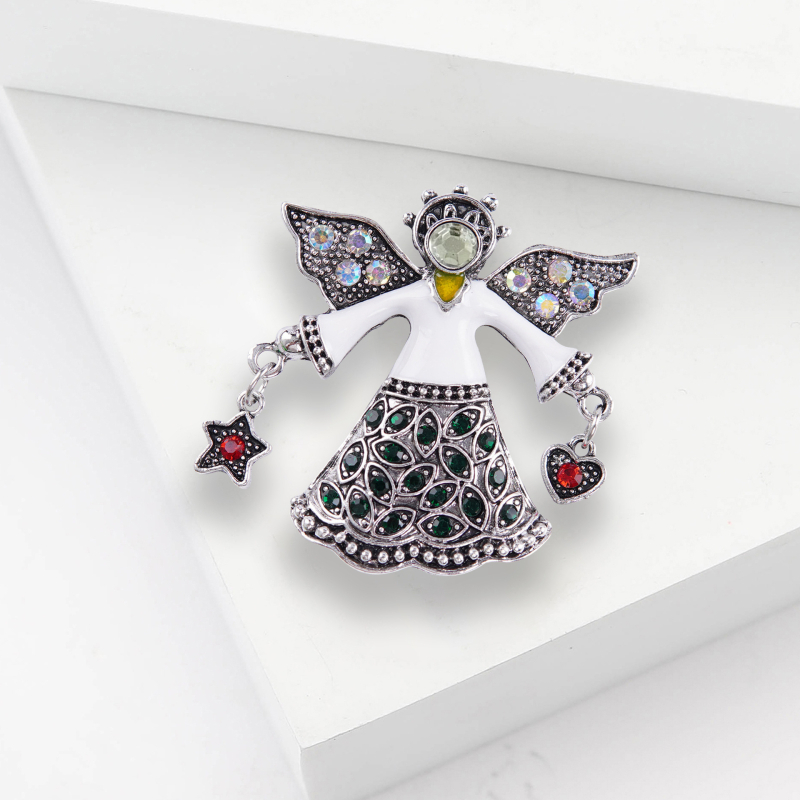 Broșă înger cu stil inspirat de vin, design franțuzesc-retro, unisex; formă caricatură; Material: aliaj de zinc; Proces: placare electrolitică