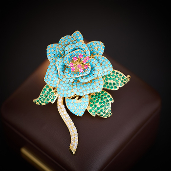 Bakrena broš Camellia, retro dizajn cvijeta i lišća, elektroplatiranje, prilagodljiva kopča