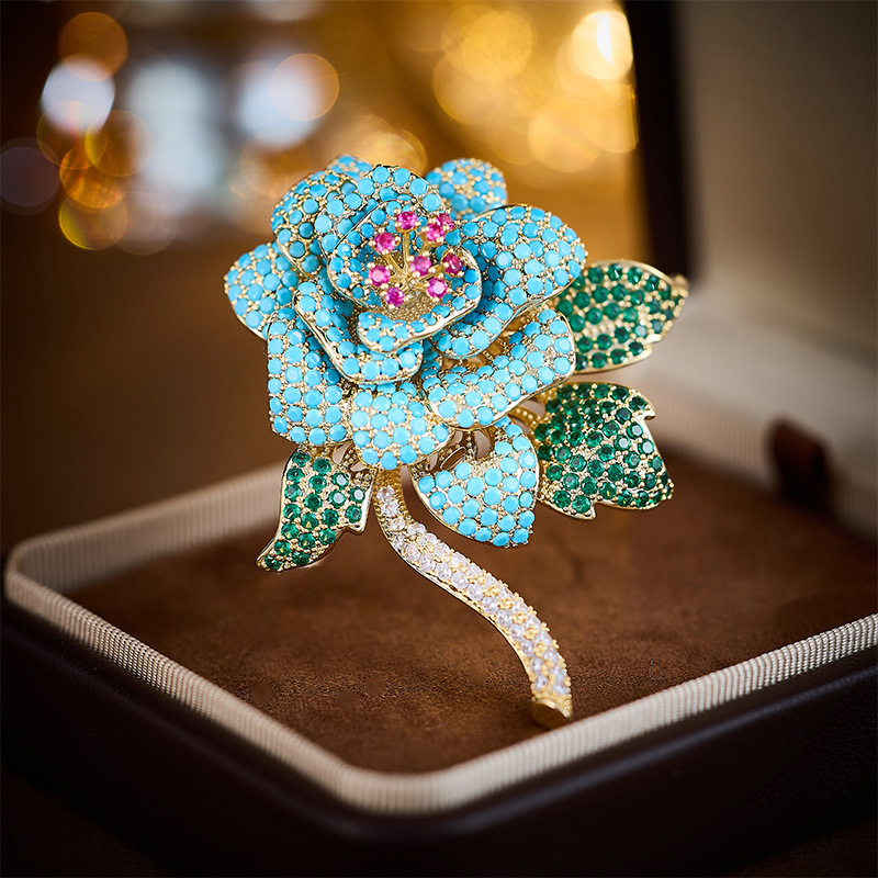 Bakrena broš Camellia, retro dizajn cvijeta i lišća, elektroplatiranje, prilagodljiva kopča