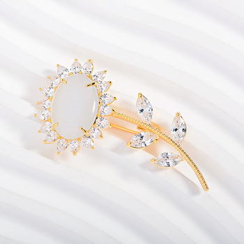 Καρφί με μάτι γάτας και ηλιοτρόπιο, χαλκός, ηλεκτροπλατίωση, γυναικείο αξεσουάρ, καλοκαίρι 2025, κομψό στυλ