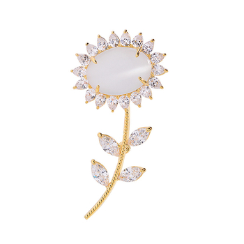 Καρφί με μάτι γάτας και ηλιοτρόπιο, χαλκός, ηλεκτροπλατίωση, γυναικείο αξεσουάρ, καλοκαίρι 2025, κομψό στυλ