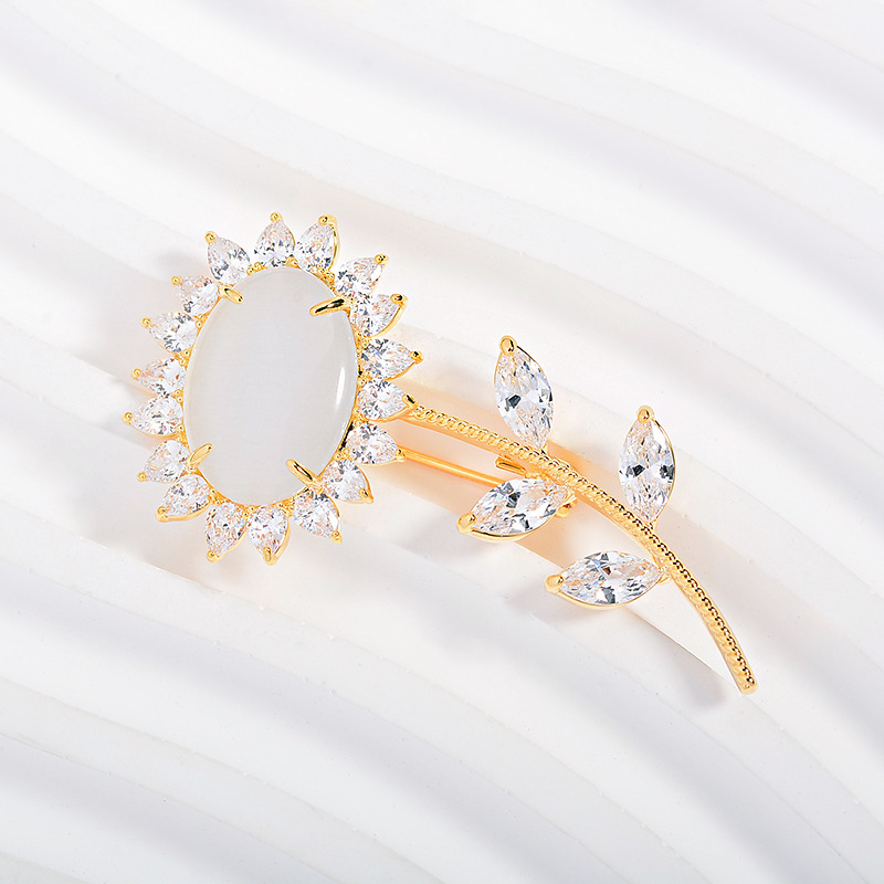 Kaķa acs un saulespuķu broša, vara elektroplakāta aksesuārs sievietēm, 2025. gada vasara, elegantā stila