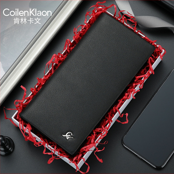 COILENKLAON Vīriešu maks - Īsta āda, Pirmā slāņa liellopa āda, Plāns karšu turētājs ar nodalījumu vadītāja apliecībai, Daudz kartes, Monētu kabatiņa, Pilsētas stila dizains