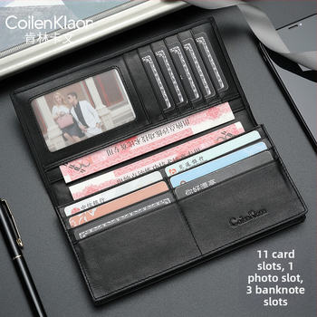 COILENKLAON Ανδρικό Πορτοφόλι - Γνήσιο Δέρμα, Πρώτο Στρώμα Αγελαδινό Δέρμα, Λεπτός Θήκη Καρτών με Θήκη για Ταυτότητα/Δίπλωμα Οδήγησης, Πολλές Θέσεις Καρτών, Θήκη Νομισμάτων, Αστική Απλότητα