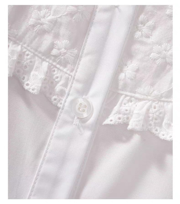 Sieviešu blūze ar loku un pūstošām piedurknēm, kokvilna, apkakle ar reveri, vasarai