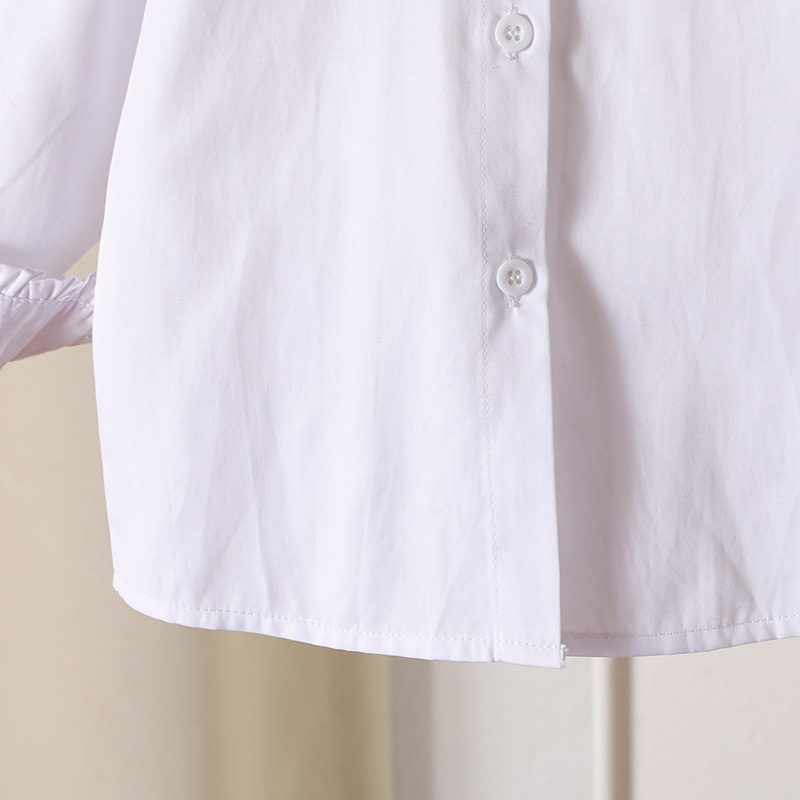 Gyerekek fehér ing, 100% pamut, puha kezelt anyag, hosszú ujjú, gallér típus rever, egyszínű