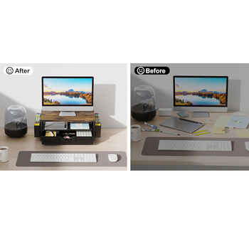 Raft organizator de birou din lemn, două etaje, depozitare pentru birou, necesită asamblare