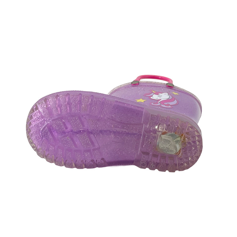 Vaikiški PVC lietaus batai, vienaragio karikatūrų serija, vidutinio aukščio, atsparūs vandeniui ir neslidūs