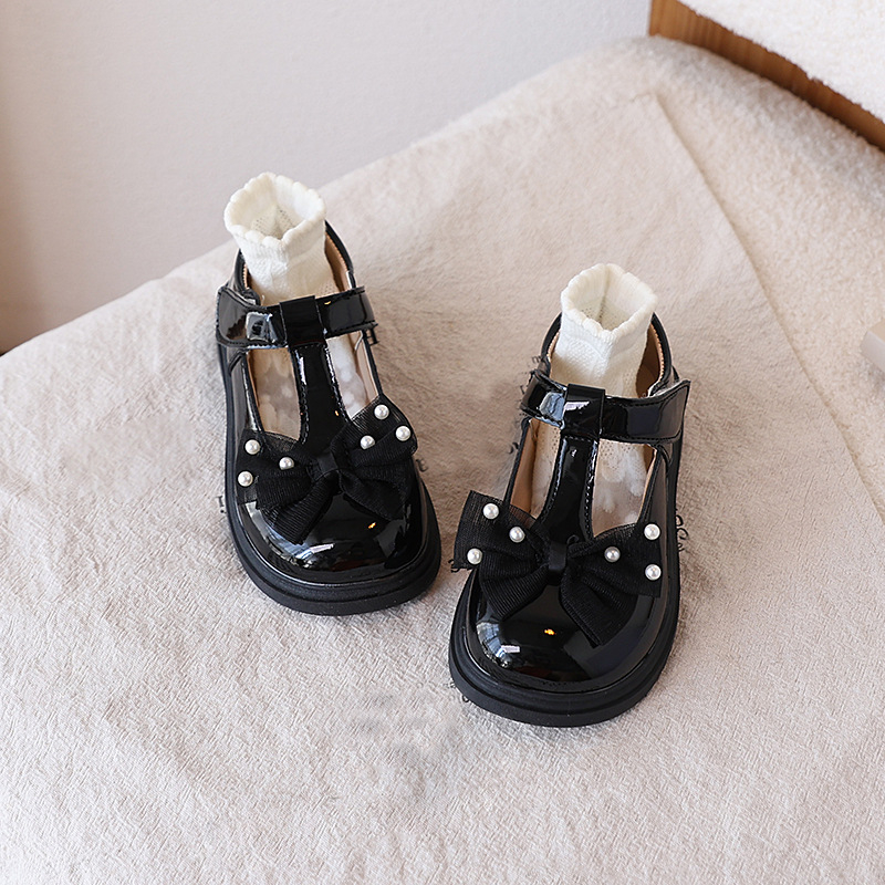 Pantofi fete prințesă din piele lucioasă, închidere Velcro, talpă PU, talpă din cauciuc