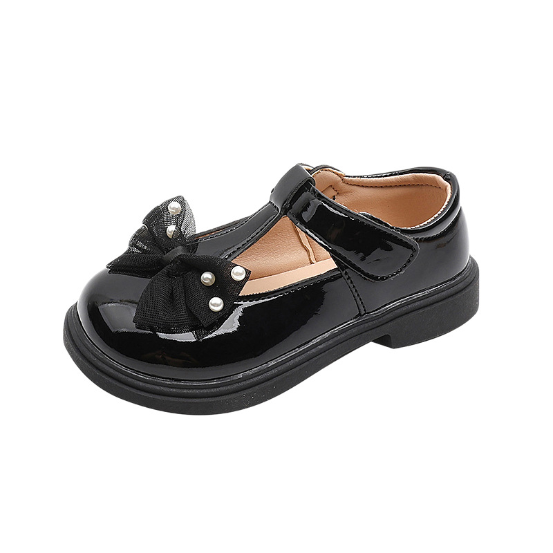 Pantofi fete prințesă din piele lucioasă, închidere Velcro, talpă PU, talpă din cauciuc