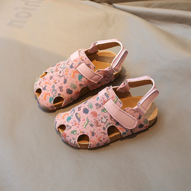 Sandale pentru copii în stil Birken stock: partea superioară din piele sintetică, talpă din cauciuc, închidere Velcro; încălțăminte casual de plajă pentru 4–12 ani