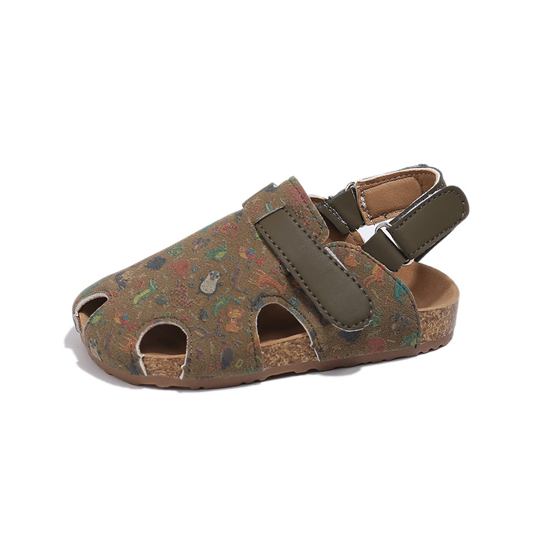 Sandale pentru copii în stil Birken stock: partea superioară din piele sintetică, talpă din cauciuc, închidere Velcro; încălțăminte casual de plajă pentru 4–12 ani