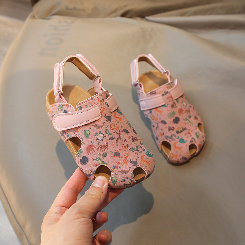 Sandale pentru copii în stil Birken stock: partea superioară din piele sintetică, talpă din cauciuc, închidere Velcro; încălțăminte casual de plajă pentru 4–12 ani