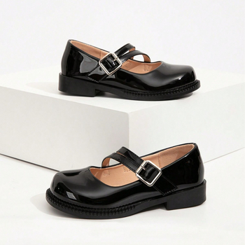 Mary Jane odiniai bateliai mergaitėms — PU viršus, dvigubomis dirželiais užsegamas, TPR padas, žemas profilis, amžius 7–16 metų