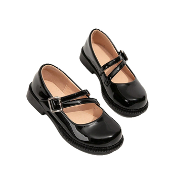 Mary Jane odiniai bateliai mergaitėms — PU viršus, dvigubomis dirželiais užsegamas, TPR padas, žemas profilis, amžius 7–16 metų