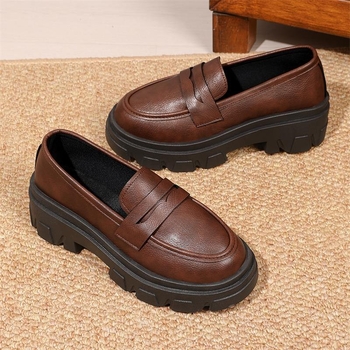 Női loaferek kerek orral, PU felsőrész, alacsony sarok 1–3 cm, vintage stílus, 2025 tavaszi megjelenés
