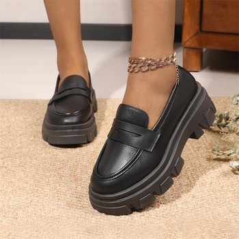 Γυναικείες παντόφλες τύπου loafers με στρογγυλό δάχτυλο, PU επάνω, χαμηλό τακούνι 1–3 cm, ρετρό στυλ, κυκλοφορία άνοιξη 2025