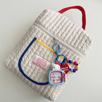 Τσάντα για καρότσι μαμά - Βαμβακερή, μοτίβο color-block, στυλ Leisure Travel, μοντέλο 666, Άνοιξη 2025