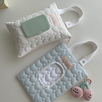 Κορεατικού στυλ με καρδιά: κρεμαστή θήκη αυτοκινήτου για χαρτοπετσέτες με καπάκι flip-top, υφασμάτινο τσαντάκι для μωρομάντηλα, quilted βαμβάκι
