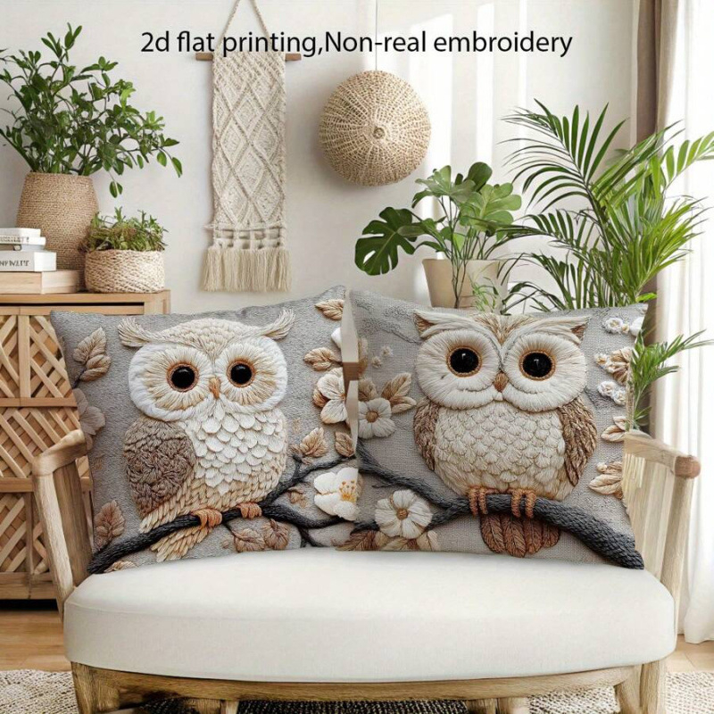 Huse decorative pentru perne cu model plante, fleece material, vopsire pe fir, INS stil, Nr. sh151280546