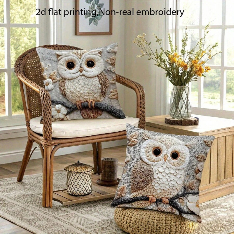 Huse decorative pentru perne cu model plante, fleece material, vopsire pe fir, INS stil, Nr. sh151280546