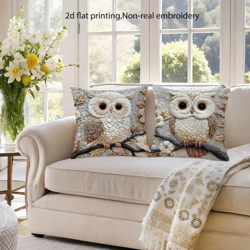 Huse decorative pentru perne cu model plante, fleece material, vopsire pe fir, INS stil, Nr. sh151280546