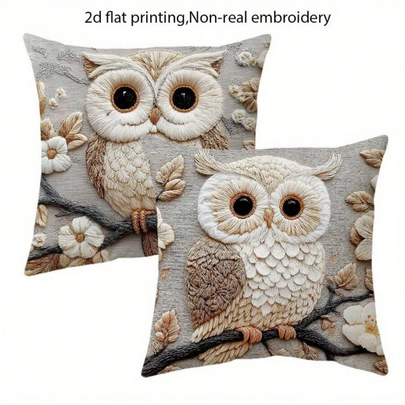 Huse decorative pentru perne cu model plante, fleece material, vopsire pe fir, INS stil, Nr. sh151280546