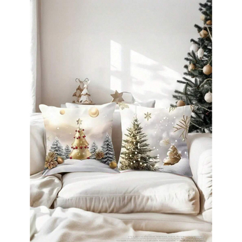 Комплект възглавници с дървовиден мотив, мек флис, боядисани на нишки, Инстаграм стил