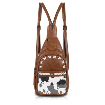 Rucsac PU retro, multifuncțional, cu buzunar ID și buzunar cu fermoar laminat, poartă pe umăr sau ca rucsac, primăvara 2025