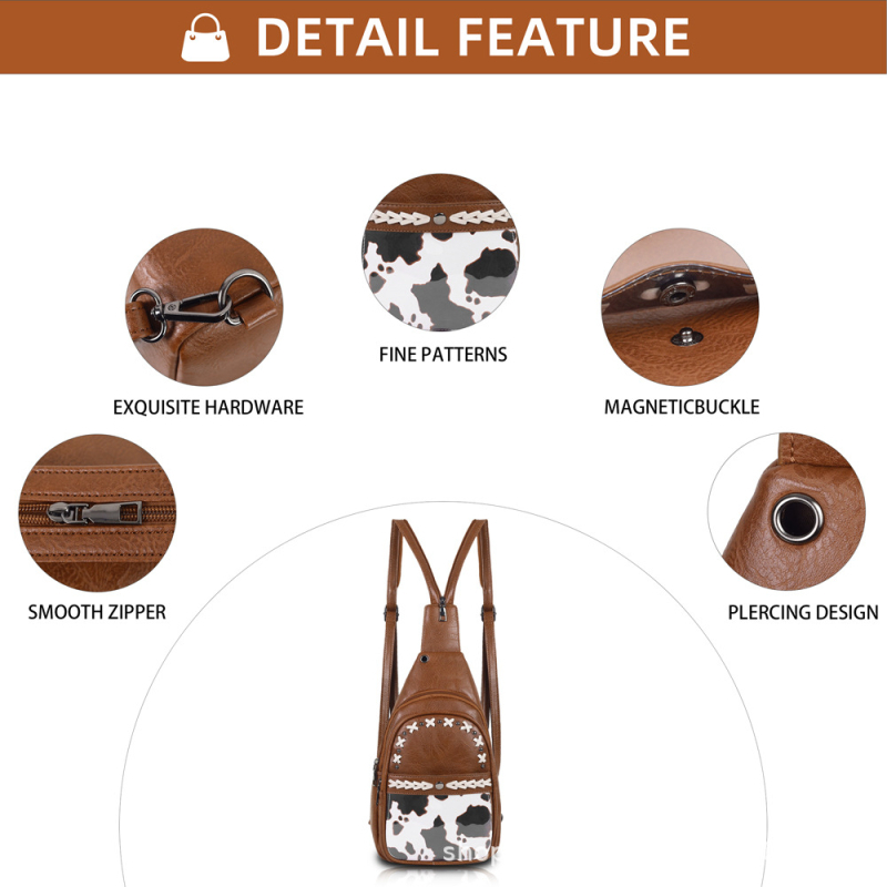 Rucsac PU retro, multifuncțional, cu buzunar ID și buzunar cu fermoar laminat, poartă pe umăr sau ca rucsac, primăvara 2025