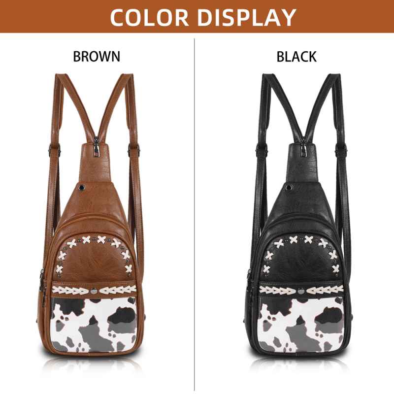 Rucsac PU retro, multifuncțional, cu buzunar ID și buzunar cu fermoar laminat, poartă pe umăr sau ca rucsac, primăvara 2025