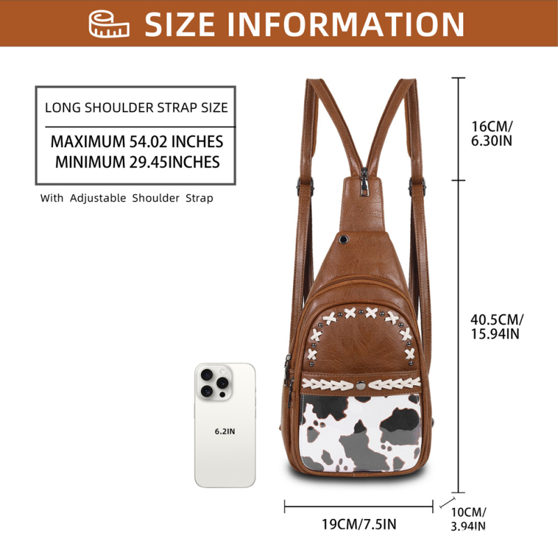 Rucsac PU retro, multifuncțional, cu buzunar ID și buzunar cu fermoar laminat, poartă pe umăr sau ca rucsac, primăvara 2025