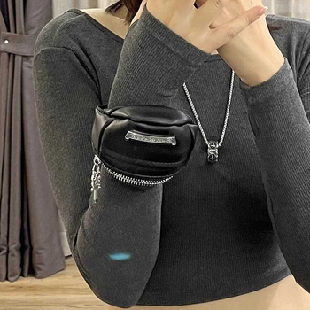 Geantă de încheietură din PU pentru femei, stil stradal, design compact, închidere cu fermoar, Rock Decca YY024, toamnă 2025