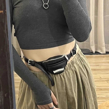 PU Τσάντα καρπού για γυναίκες, στυλ δρόμου, μικρός σχεδιασμός, με φερμουάρ, Rock Decca YY024, φθινόπωρο 2025