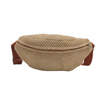 Ψάθινη crossbody τσάντα με φερμουάρ, επένδυση από ψάθα, θήκη για ID, Καλοκαίρι 2024