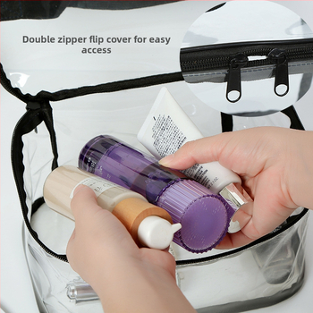 Τσάντα καλλυντικών από PVC, διαφανής και αδιάβροχη, σε στυλ τσάντας χειρός, ανθεκτική στη σκόνη και στην υγρασία