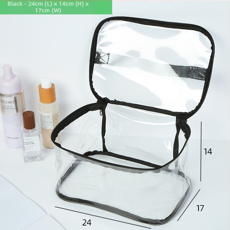 PVC kozmetická taška, priehľadná a vodotesná, v štýle kabelky