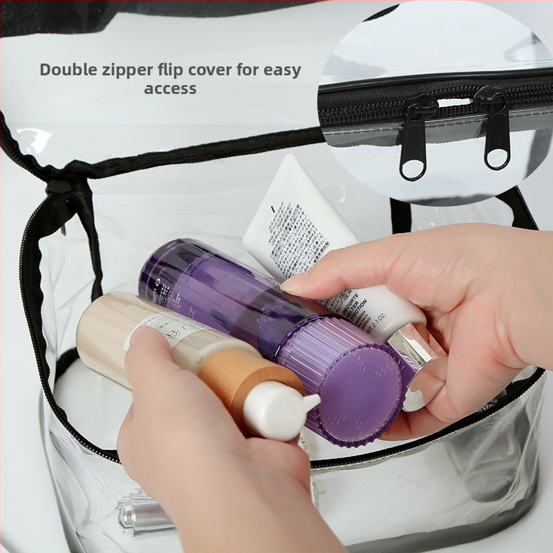 PVC kozmetická taška, priehľadná a vodotesná, v štýle kabelky