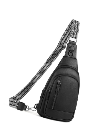 PU Τσάντα στήθους με υφή μαλακού δέρματος, αστικό στυλ τσάντα ώμου με φαρδιά ιμάντα για υπαίθριους αθλητισμούς, επένδυση πολυεστέρα, κατάλληλη για αποθήκευση βασικών αντικειμένων