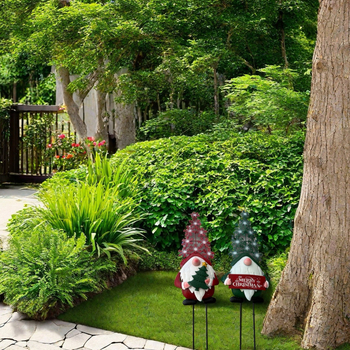 Σετ από 2 μεταλλικούς νάνους για εξωτερικό κήπο – χριστουγεννιάτικη διακόσμηση, στυλ καρτούν, μάρκα Zefeng