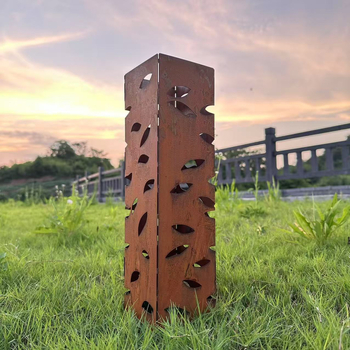 Coloană de lampă de grădină cu design de frunză — Fier, Minimalism modern, Potrivit pentru grădină sau curte, Ambalaj în cutie de carton