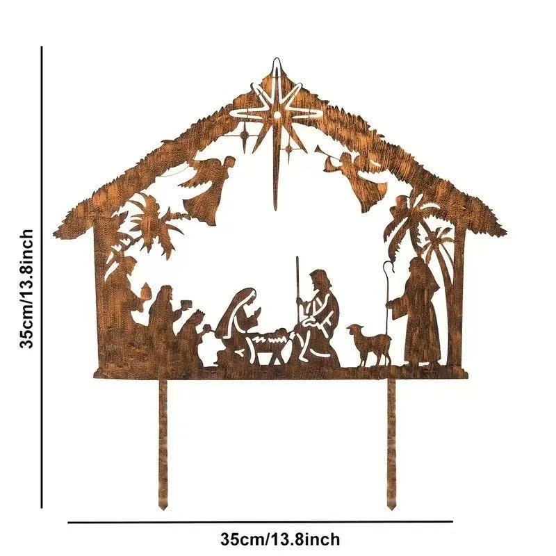 Ornament din fier pentru grădină și templu — design geometric minimalist, decor pentru așezare la sol