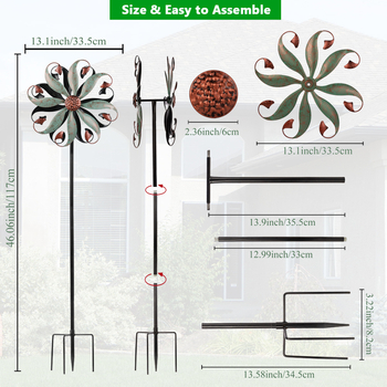 Декоративна външна въртяща се мелница за градина, изработена от желязо, полуавтоматичен и полу ръчен механизъм