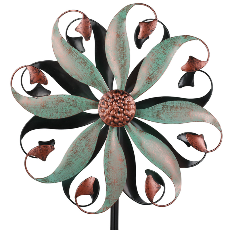 Ārējais dekoratīvais vējdzirnavs no dzelzs, ar daļēji automātisku un daļēji manuālu mehānismu