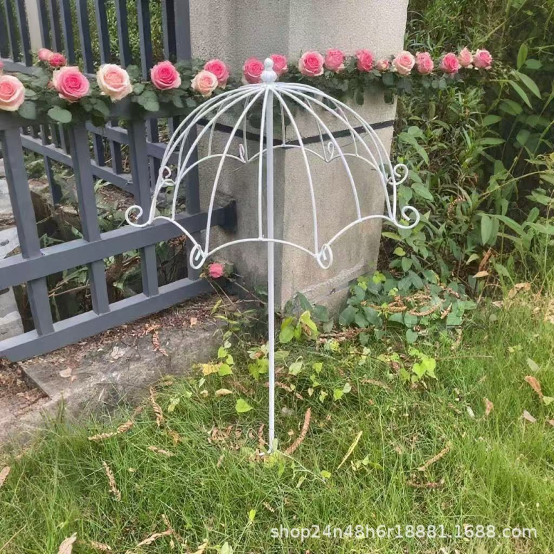 Cadru de escaladare din fier pentru plantele de lotus — suport pentru flori în formă de umbrelă, design modern minimalist pentru grădină