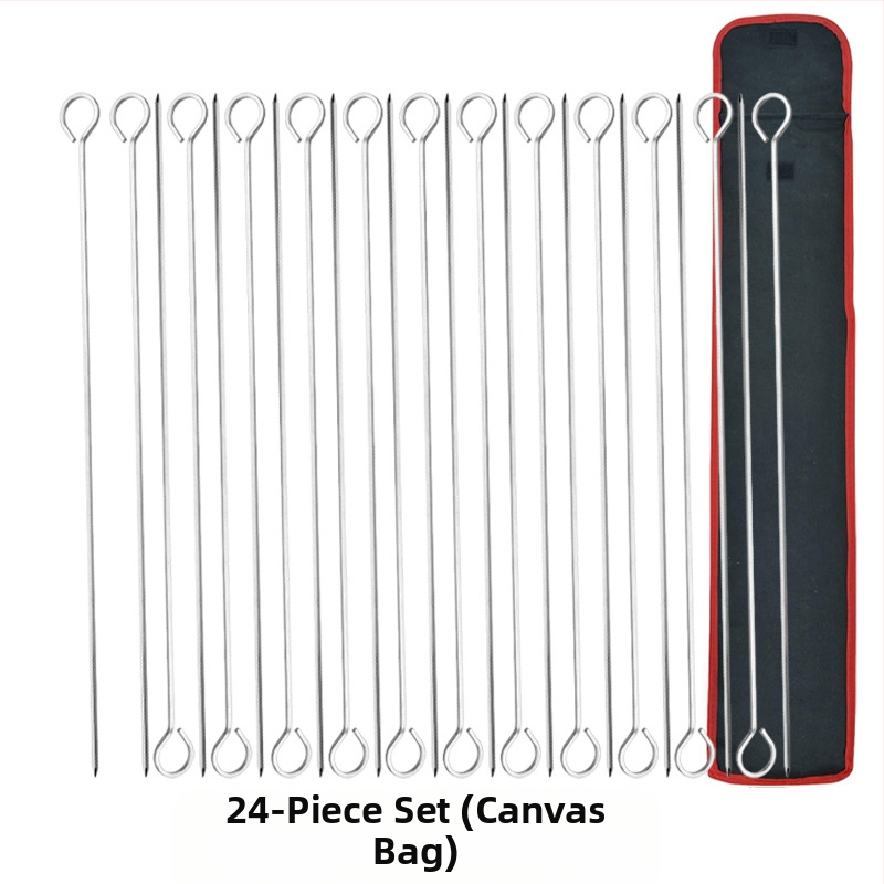 GF σετ από ανοξείδωτο ατσάλι 24 σουβλάκια με κρεμάμενους δακτυλίους για εξωτερικό ψήσιμο