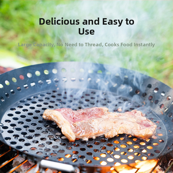 Κύκλικό εξωτερικό τηγάνι BBQ, αντικολλητικό, από σίδερο, πολυλειτουργικό, μοντέρνο μινιμαλιστικό στυλ