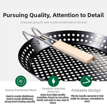 Κύκλικό εξωτερικό τηγάνι BBQ, αντικολλητικό, από σίδερο, πολυλειτουργικό, μοντέρνο μινιμαλιστικό στυλ