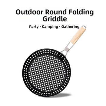 Κύκλικό εξωτερικό τηγάνι BBQ, αντικολλητικό, από σίδερο, πολυλειτουργικό, μοντέρνο μινιμαλιστικό στυλ