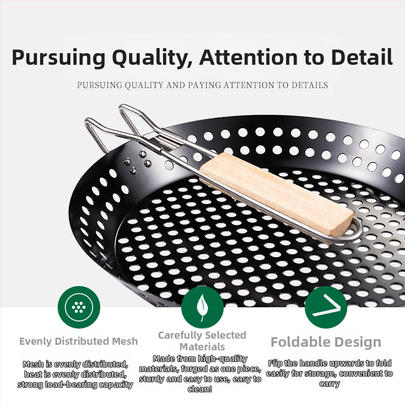 Κύκλικό εξωτερικό τηγάνι BBQ, αντικολλητικό, από σίδερο, πολυλειτουργικό, μοντέρνο μινιμαλιστικό στυλ